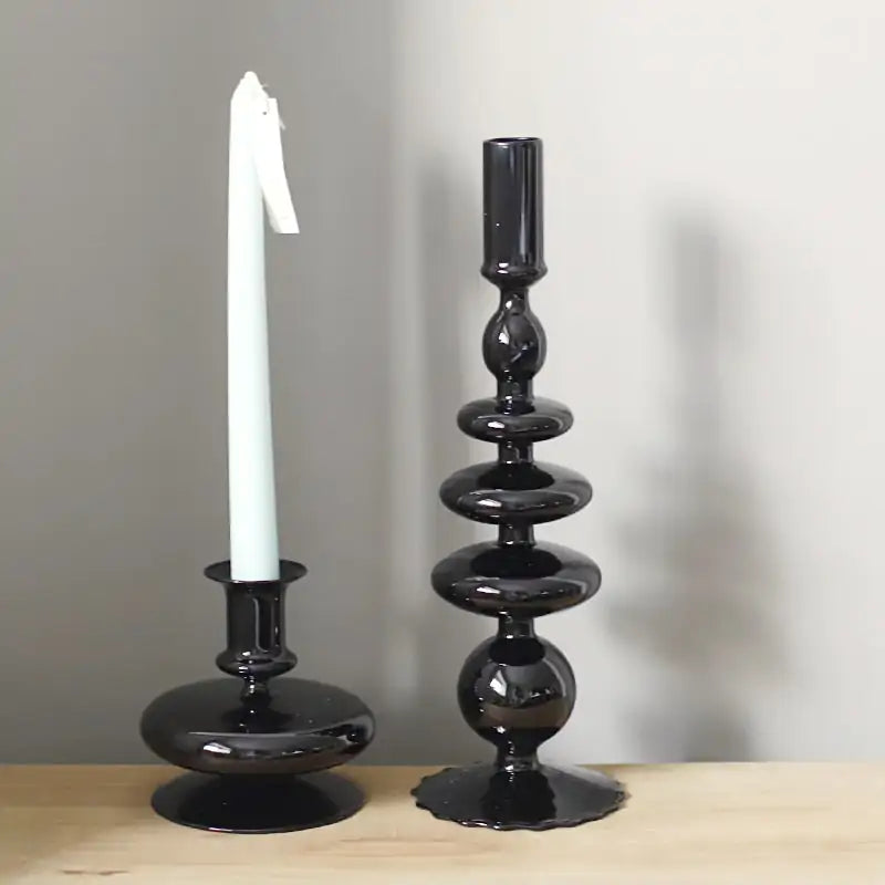 Ebony Glass Candlestick