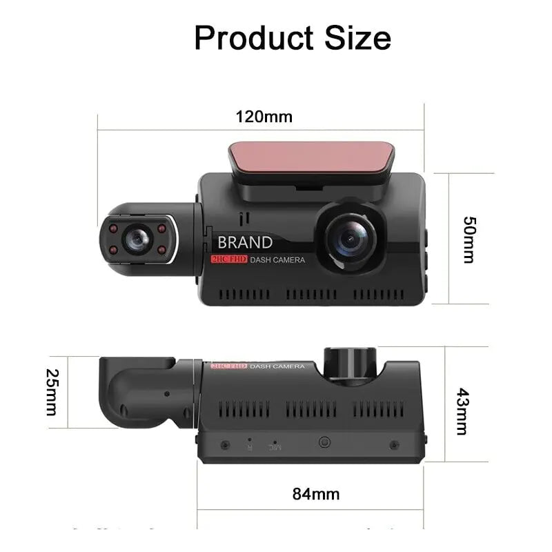 1080P Dual Dash Cam: Front & Interior Recording