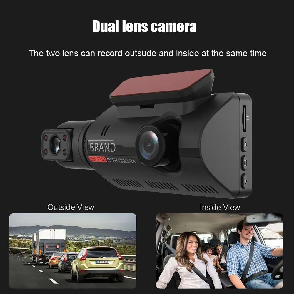 1080P Dual Dash Cam: Front & Interior Recording