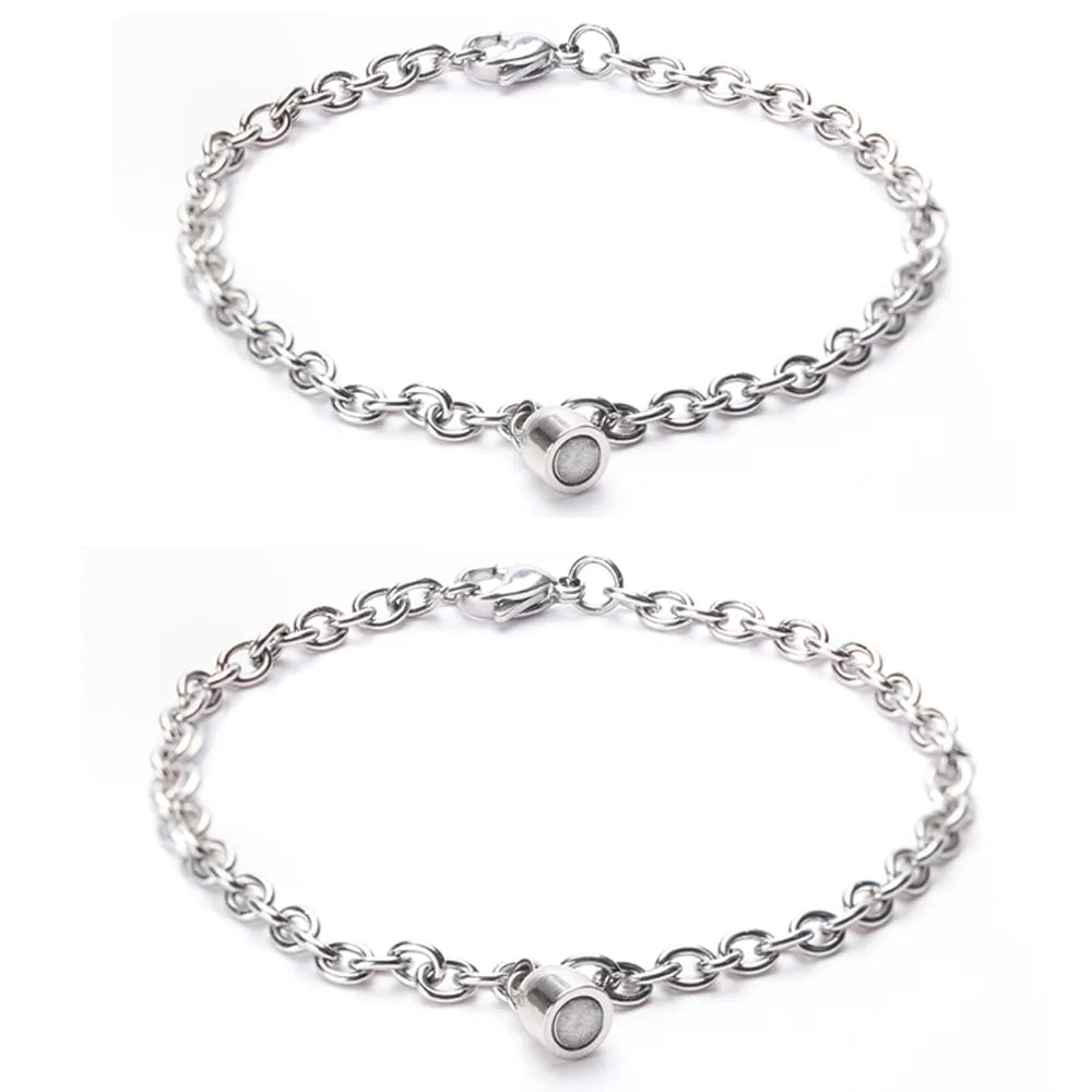 Steel O-Shaped Magnet Bracelet for Couples