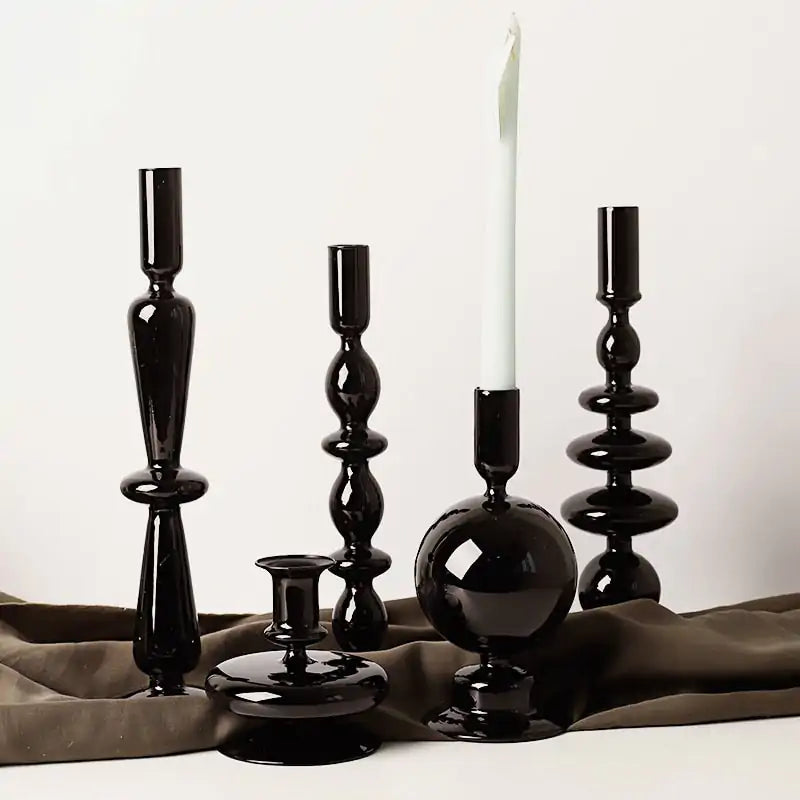 Ebony Glass Candlestick