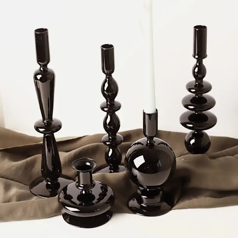 Ebony Glass Candlestick