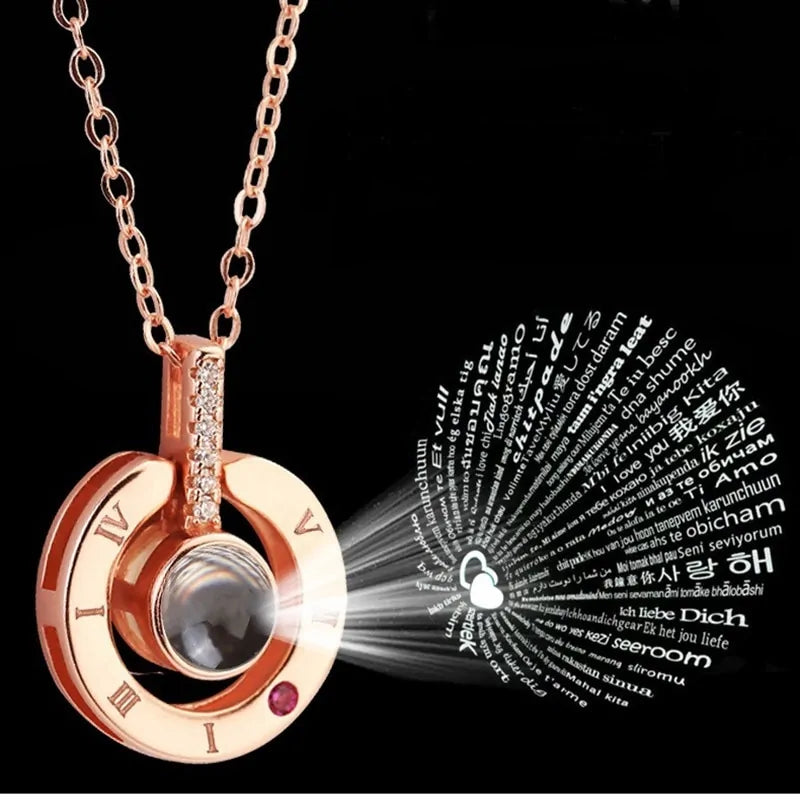 Unique I Love You Projection Necklace: 100 Languages of Love