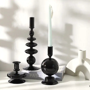 Ebony Glass Candlestick